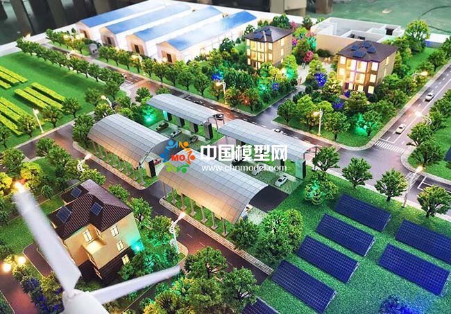 光伏電站應(yīng)用場(chǎng)景沙盤(pán)模型，太陽(yáng)能光伏屋頂發(fā)電沙盤(pán)模型